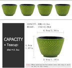 Japanese Cast Iron Tea Cups, Small and Heavy Teacups with no Handles, Japanese Style Cup for Adults, Asian Teacups, Coated with Enameled Interior, 4 Pcs/Box (Green, 2oz/60ml) - Image 4