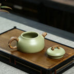 Tea Kettle Tea Pot Chinese Creative Purple Sand Green Clay Teapot Household Tea Ceremony Supplies Handmade Coffee Pot Travel Portable Teapot Teapot for Infuser Tea Kettle 300ml Tea Pot for Stove - Image 5