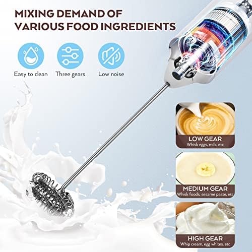 Electric Handheld Milk Frother 3-speed Stainless Steel Whisk - Image 6