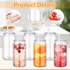 Blushtier 6 Pack 16 oz Plastic Cups Mason Jar Cups with Lids, Clear - Image 3