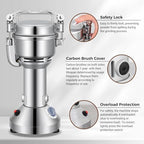 LEEVOT Grain Mill 150g Commercial Spice Grinder Electric 650W Stainless Steel Pulverizer Dry Grinder for Grinding Wheat, Oats, Corn, Pepper, and Coffee Beans – Grinders for Kitchen. - Image 4