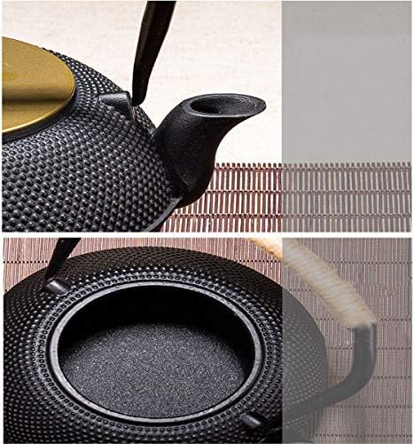 tetsubin Cast iron tea kettle japanese workshop teapot hobnail pattern with Stainless Steel Infuser（27oz Black） - Image 5