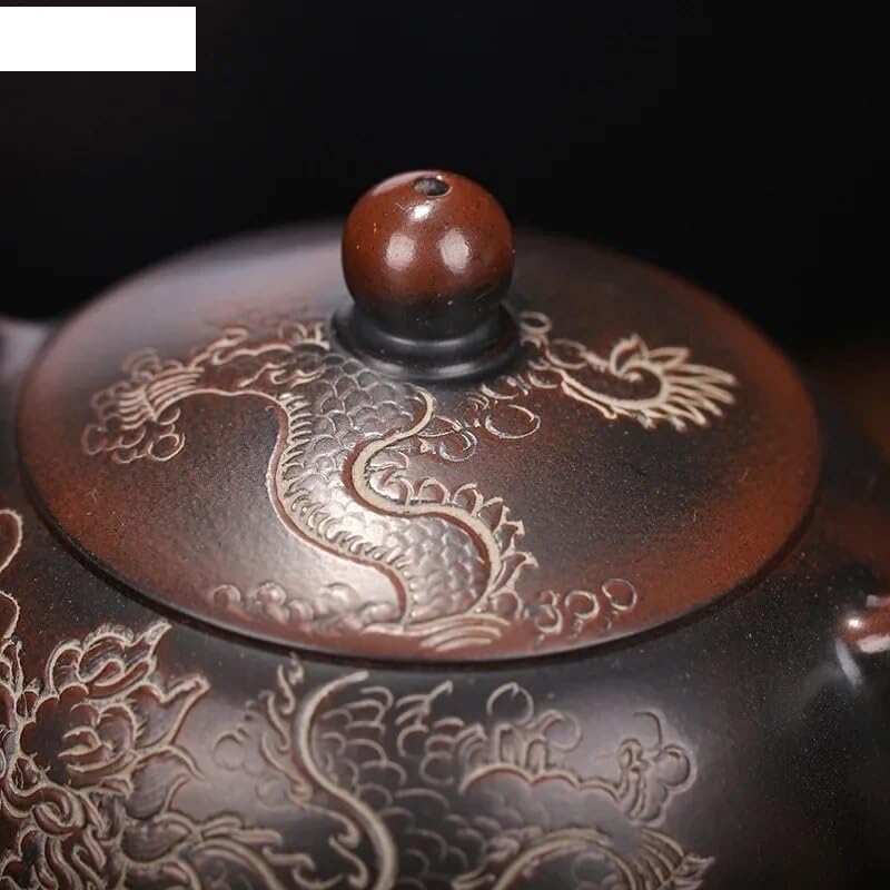 Tea Pots For Loose Tea Chinese Hand-carved Dragon Pattern Teapot, Portable Outdoor Large-capacity Tea Set, Teapot, Tea Set, Coffee Pot, Household Tea Ceremony Supplies Tea Infuser Pot - Image 4