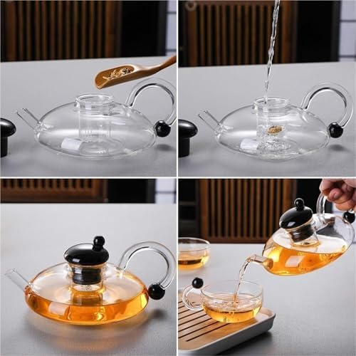 Glass Teapot Set with Removable Infuser Heat Resistant Loose Leaf Tea Pot for Loose Tea Coffee Herbal Tea(Electric ceramic stove+gray) - Image 5