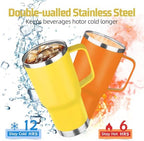 20 oz Tumbler with Handle Stainless Steel Insulated Coffee Mug Tumbler with Lid and Straw Double Wall Vacuum Insulated Coffee Mug Leak Proof Travel Mug Tumbler for Hot and Cold Drink (Mix Color-9) - Image 3