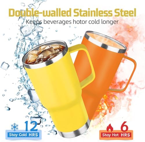 20 oz Tumbler with Handle Stainless Steel Insulated Coffee Mug Tumbler with Lid and Straw Double Wall Vacuum Insulated Coffee Mug Leak Proof Travel Mug Tumbler for Hot and Cold Drink (Mix Color-9) - Image 3