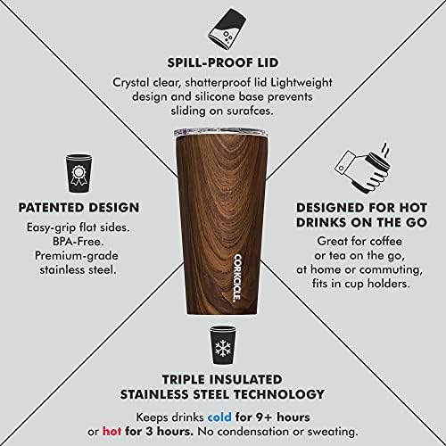Corkcicle Insulated Tumbler with Sliding Lid, 16 oz, Walnut Wood - Image 2