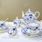 Fine Bone China Dinnerware Set, 12-Piece Blue and White Porcelain Dinnerware Set, Plates and Bowls Sets, Service for 4(Blue A) - Image 6
