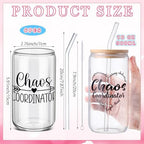 SiliFine 6 Pcs Chaos Coordinator Glass Cups, 16 oz with Lids - Image 3