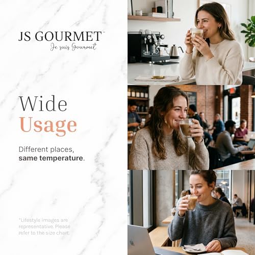 JS Gourmet Borosilicate Double Wall Glass Coffee Mugs - 12oz/350ml - 6 Pack - Image 7