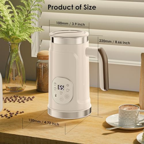 Automatic Warmer Milk Steamer, Electric Hot Milk Frother with 300ml Large Capacity, Digital Touchscreen Control and Adjustable Temperature Setting for Cappuccino, Latte and Hot Chocolate (Black) - Image 5