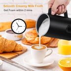 Milk Frother Electric, Stainless Steel Automatic Hot & Cold Milk Foamer with Touch Screen, Switching Modes At The Touch Of a Button, 590ml Large Capacity (White) - Image 2