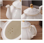 ufengke 15 Pieces Simple White English Ceramic Tea Sets,Tea Pot,Bone China Cups with Metal Holder Matching Spoons,Afternoon Tea Set Service Coffee Set - Image 4