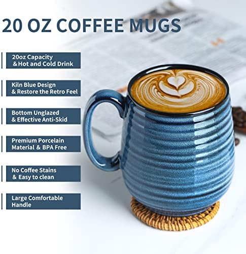 Hasense Large Coffee Mugs Set of 2, Ceramic 20 oz Coffee Cups for Office and Home, Modern Coffee Mug with Big Handle for Latte Coffee Tea Soup as Gifts, Dishwasher & Microwave Safe, Blue and Purple - Image 3
