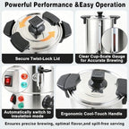 70 Cup Coffee Urn, 10L Commercial Coffee Maker, Double Wall Stainless Steel - Image 6