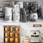 Helsin 9 Grid Vintage Coffee Mug Display Rack, 16inch Wall Mounted Wooden Curio Shadow Box Shelf, Cup Floating Shelves Display and Organizer (Bronze) - Image 6
