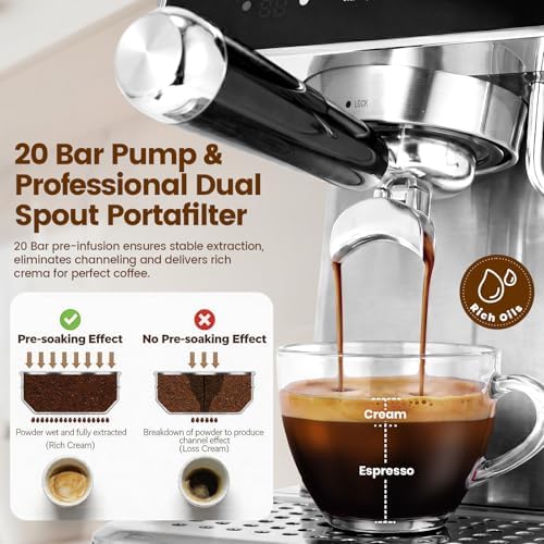 Touchscreen Espresso Machines with Timer, 51oz Water Tank, 20 Bar - Image 2