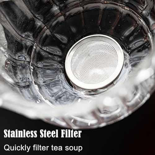 YUDIZWS Lazy Kung Fu Glass Tea Set Semi Automatic Tea Set I Glass Teapot with Infuser for Magnetic Water Flow Wooden Glass Teapot Set Excellent Gift for Tea Lovers,A - Image 5