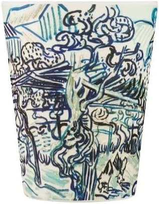 Ecoffee Cup 12oz (350ml) Van Gogh Reusable Coffee Cup – PLA Plant-Based Travel Mug with Silicone Lid, Melamine Free & Dishwasher Safe – Old Vineyard with Peasant Woman - Image 2