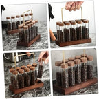 Glass Coffee Bean Storage Tubes with Wood Brass Stand Set - Image 4