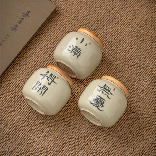 thalo Stash Jar Container Bulk Tea Storage Container Ceramic Candy Nut Sealed Jar Home Kitchen Food Storage Jar Empty Jar Small Portable Vintage Storage Jars(Color:A) - Image 5
