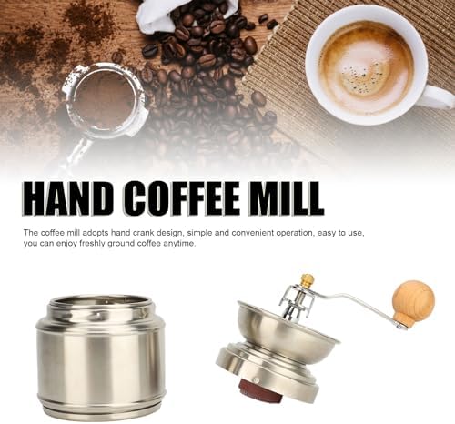 Manual Coffee Grinder Stainless Steel and Solid Wood Hand Crank Coffee Bean Mill, Portable Hand Coffee Grinder for Fresh Ground Coffee, with Wooden Handle for Home or - Image 7