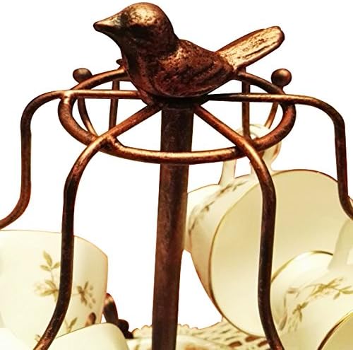 Creation Core Vintage Bronze Iron Coffee Cup Holder Storage Premium Rustic Tea Mug and Saucer Display Rack Holds 6 Cups - Image 5