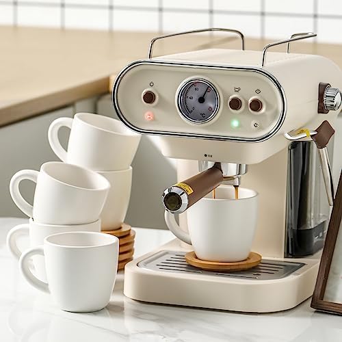 HASENSE 8 oz Cappuccino Cups with Saucers set of 6, Porcelain Coffee Mugs Latte Mugs with Handle Perfect for Double Shot, Americano, Milk and Tea, White - Image 5