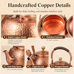 Copper Vintage Stovetop Whistling Tea Kettle, 3.2QT Solid Copper Tea Pot for Stove Top with Loud Whistle, Fast Boiling Water Kettle for Induction, Gas & Electric, Easy Pour (B 3L) - Image 3