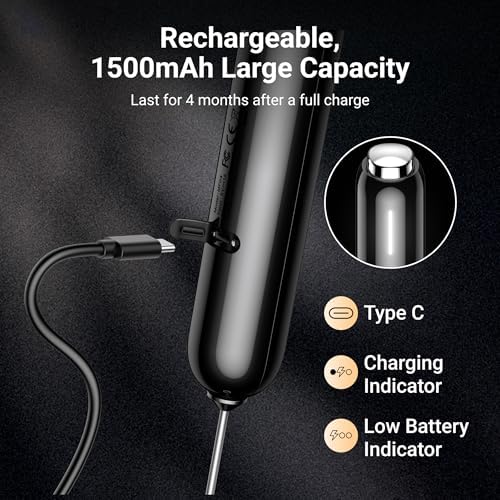 Typhur InstaWhisk Electric Milk Frother with Storage Case & Stand - 1500mAh Type-C Rechargeable Handheld Coffee Foamer Wand, Stepless Speed, Dual Whisks for Latte, Matcha, Protein, Army Green - Image 4