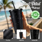 36 Pcs Black Tumblers with Straw & Lid - 24oz Coffee Cups - Image 3