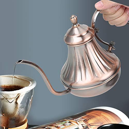 Tyenaza Elegant Gooseneck Tea Kettle, Vintage Stainless Steel Coffee Pot, 450ml Long Mouth Teapot with Ergonomic Handle for Café & Home Kitchen - Image 3