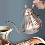 Tyenaza Elegant Gooseneck Tea Kettle, Vintage Stainless Steel Coffee Pot, 450ml Long Mouth Teapot with Ergonomic Handle for Café & Home Kitchen - Image 3