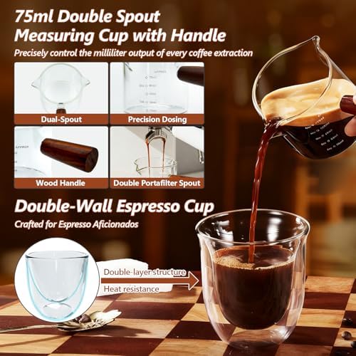 7 Pcs 51mm Espresso Accessories Kit, Spring Loaded Calibrated Tamper, WDT Tool, Coffee Measuring & Espresso Cup and Tamper Mat, Puck Screenr & Dosing Funnel, 51mm Espresso Machine Accessories - Image 5
