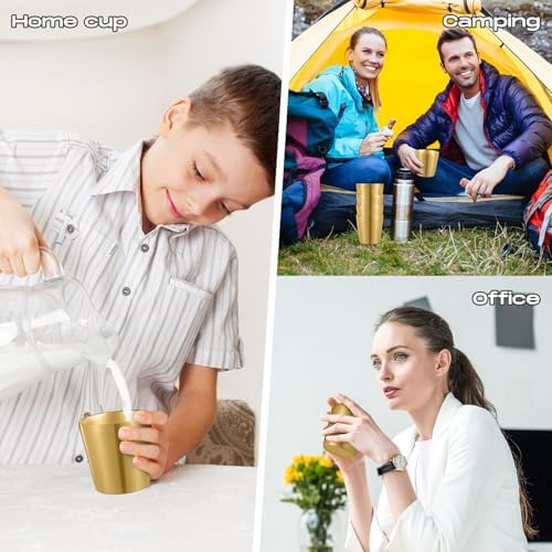 Mimorou 8 Pack Stainless Steel Insulated Cup 5.9 oz Metal Tumbler Double Wall Vacuum Water Glasses Camping Reusable Mugs BBQ Home Office Party Coffee(Gold) - Image 6