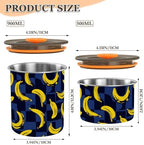 Dry Food Storage Containers Stainless Steel Storage Containers For Pantry Blue and Black Checkered Bananas Stackable Push Button 900ml - Image 3