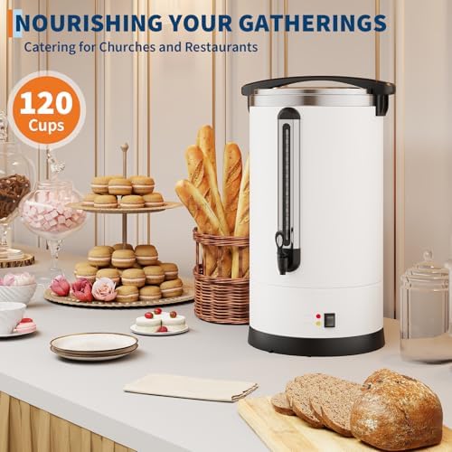 Garvee 120 Cup Commercial Coffee Urn, 4.8 Gal Stainless Steel White - Image 4
