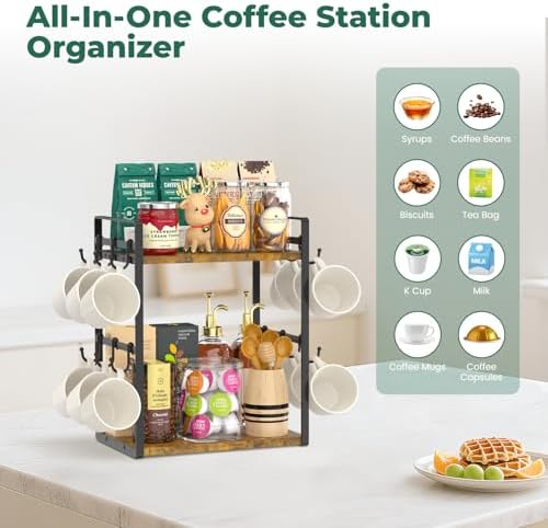 EsLuker.ly Coffee Station Bar Organizer Mug Holder Stand Countertop - Image 3