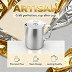 Stainless Steel Milk Frothing Jug with Lid, 68 fl oz / 2000 ml Latte Art Pitcher, Metal Measuring Cup with Handle, Milk Steaming Jug for Espresso Cappuccino - Image 2