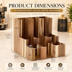 CroBlissful 9 Compartment Acacia Wood Vertical Coffee Cup and Lid Dispenser - Image 2