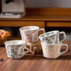 Ceramic Mugs 11 oz Unique Luxurious Cups Set of 4, Mug for Coffee Milk Latte Cappuccino Tea, Office Home Dishwasher Microwave Freezer Safe Stoneware Handmade Minimalist Mixed Cup - Image 3