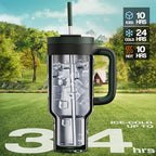 40 oz Camo Tumbler with Handle, 2-in-1 Straw and Sip Lid, Leakproof, Dishwasher Safe, Insulated Stainless Steel Travel Coffee Mug, Keeps Cold for 34 Hours, Fits in Car Cupholder (Woodland Flag) - Image 2