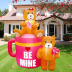 AerWo 5FT Valentines Inflatables Coffee Cup with Lovely Bear, LED Lighted Romantic Valentines Inflatables Outdoor Decorations, Valentines Day Decor Blow Up Yard Decorations for Wedding Lawn - Image 4