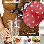 Tea Kettle Stovetop, Whistling Teapot 304 Stainless Steel 3.2 Quart Teakettle, Polka Dot Teapots for Stove Top, Whistle Tea Pot with Cool Touch Ergonomic Handle (Red, 3.2 Quarts) - Image 4