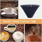 Ceramic Coffee Filter, Origami Cone Style Pour Over Dripper Reusable Hand Brewed For Home Cafe(Black,14cm) - Image 6