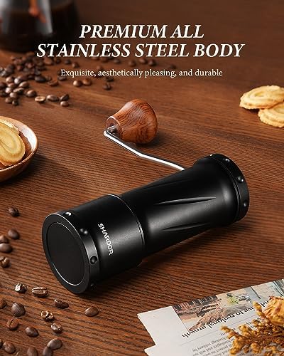 SHARDOR Professional Manual Coffee Bean Grinder with 420 High-Strength Stainless Steel Conical Burr, Hand Coffee Grinder with Ultra-granular Adjustment, Enhanced Stability with Wider 1.06oz Chamber - Image 5