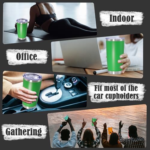 20oz Tumbler Insulated Coffee Tumblers with Lid Stainless Steel Green 12P - Image 6