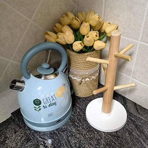 LIU- Coffee Mug Holder Tree for Counter, Mug Tree Stand with 6 Hooks,Countertop Wooden Tea Cup Organizer Rack,for Cafe Kitchen Bar - Image 4