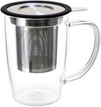 FORLIFE NewLeaf Glass Tea 16-Ounce Mug with Infuser and Lid, Black - Image 2