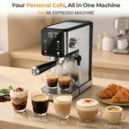 Espresso Machine 20 Bar, 1350W Expresso Coffee Machines with Milk Frother,Stainless Steel Espresso Maker with 39oz Removable Water Tank for Cappuccino,Latte(Silver) - Image 2